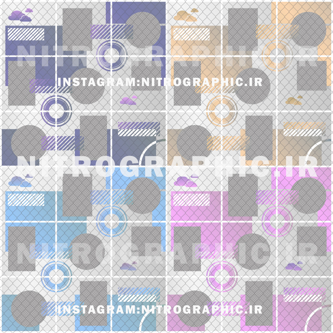 طرحهای آماده پست اینستاگرام مدرن خطوط اشکل هندسی ابر آسمان دایره ای