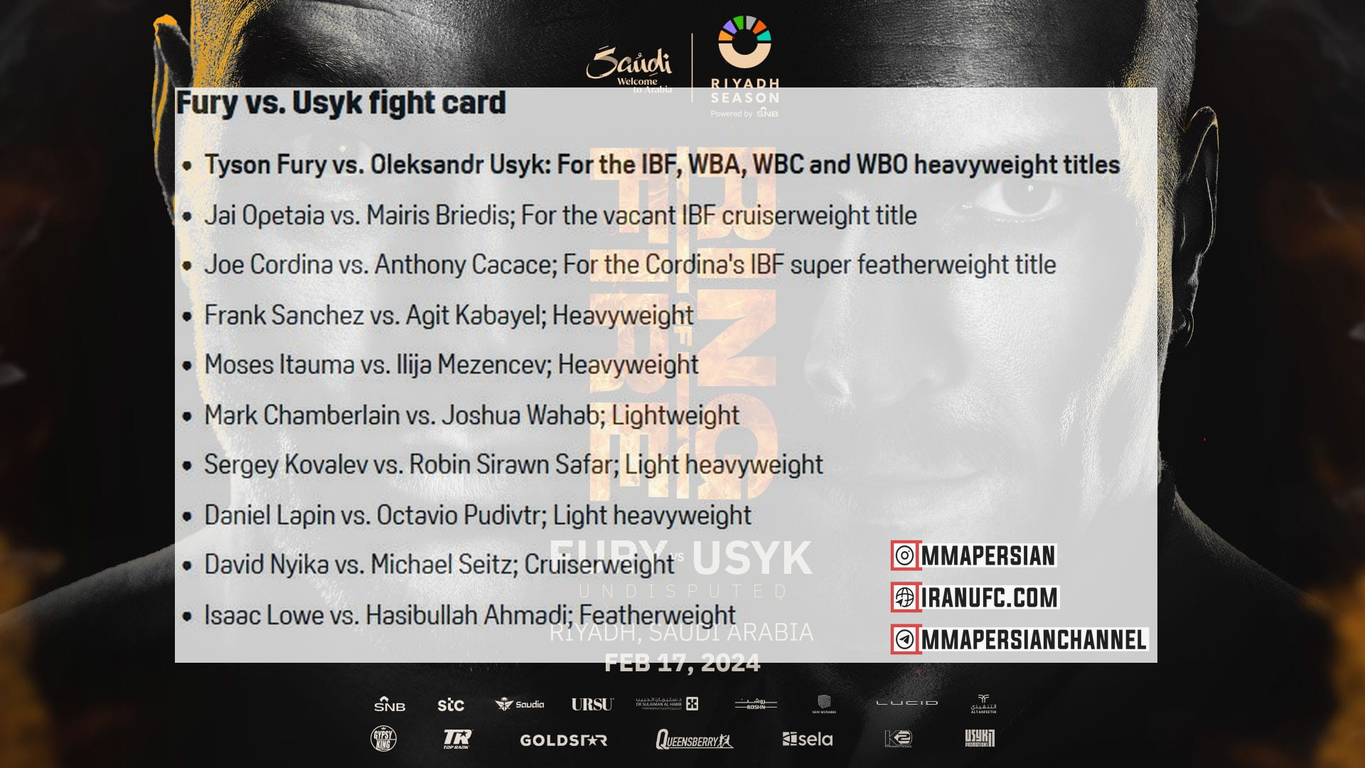 دانلود رویداد بوکس قهرمانی : Tyson Fury vs. Oleksandr Usyk