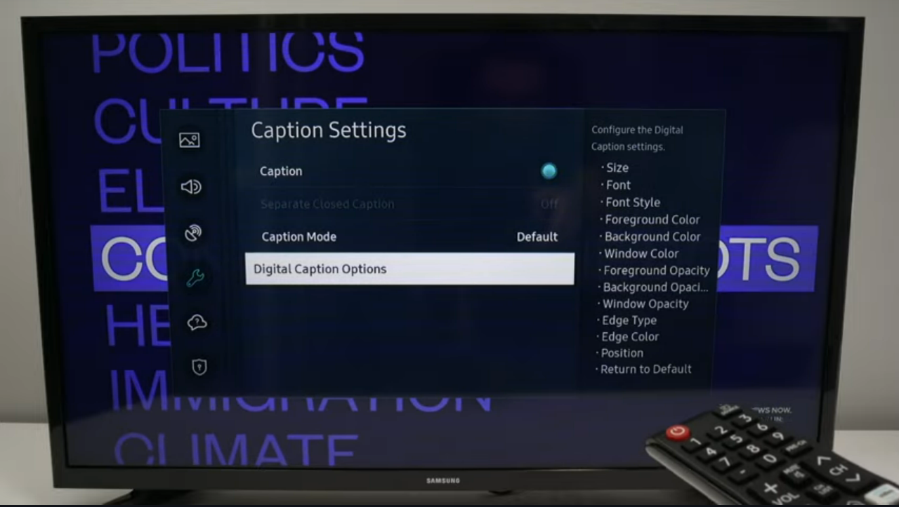 Digital Caption Options